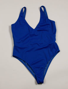 Crossover swimsuit in a dark blue
