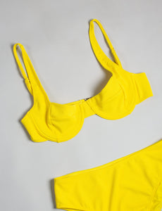 saga bikini top with underwires - bra like - yellow - recycled fabric 