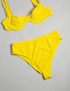 saga - high waisted bikini bottom - yellow bikini - Ella - econyl 